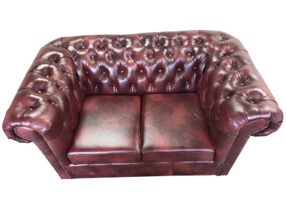 Sofa Chesterfield 2 Seater Leather Lounge Couches Sofas Brown Modern
